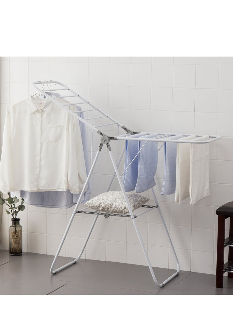 2-Tier Galvanized Steel Balcony Folding Clothes Drying Rack - Image 2