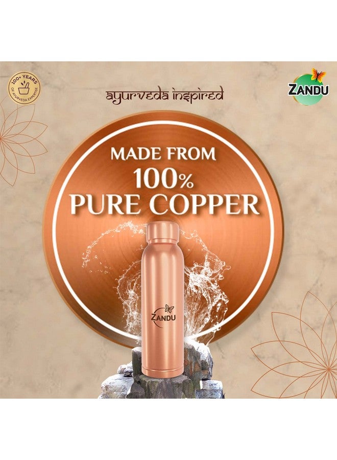 Zandu زاندو زجاجة نحاسية (950 مل): زجاجة مياه خالية من BPA بنسبة 100% | مياه مشبعة بالنحاس | مقاومة للتسرب | للاستخدام في المكتب | تعزز المناعة | تدعم صحة الجهاز الهضمي والكبد | مستوحاة من الأيورفيدا - Image 2