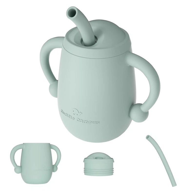 Cuddle Campus 100% Silicone Baby Training Cup, Shatterproof Toddler Sippy Cups with Straw, Open Cup for Baby, 6+ Months 4 Oz - Image 1