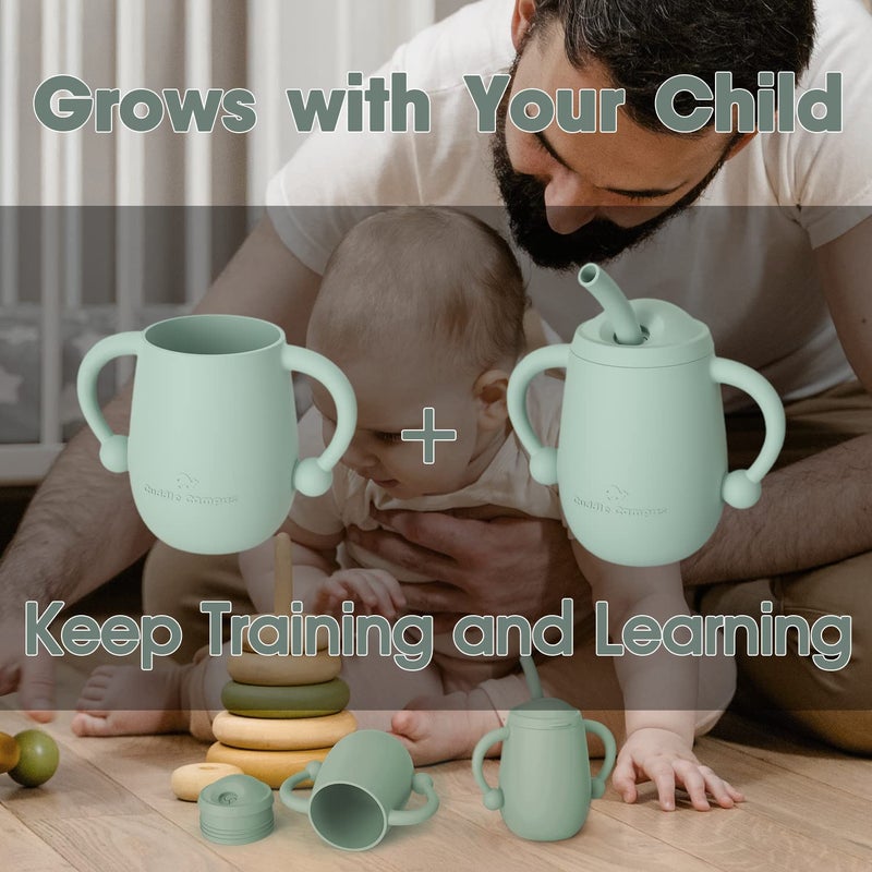 Cuddle Campus 100% Silicone Baby Training Cup, Shatterproof Toddler Sippy Cups with Straw, Open Cup for Baby, 6+ Months 4 Oz - Image 5