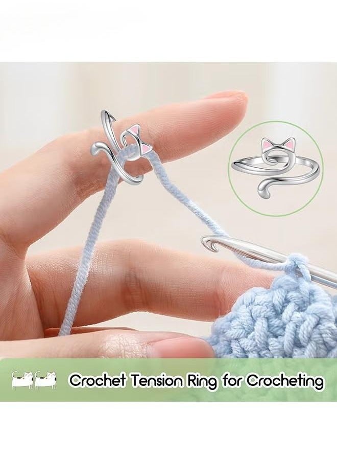 Unique 3Pcs Crochet Rings for Crocheting Adjustable Crochet Tension Ring for Finger Cat Yarn Guide Ring Knitting Crochet Accessories with Box - Image 2