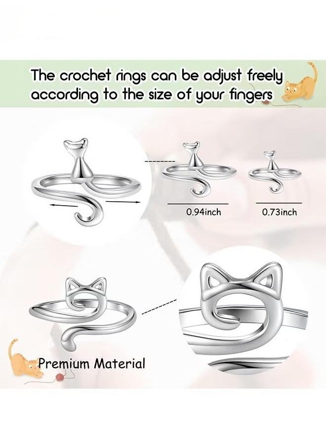 Unique 3Pcs Crochet Rings for Crocheting Adjustable Crochet Tension Ring for Finger Cat Yarn Guide Ring Knitting Crochet Accessories with Box - Image 4