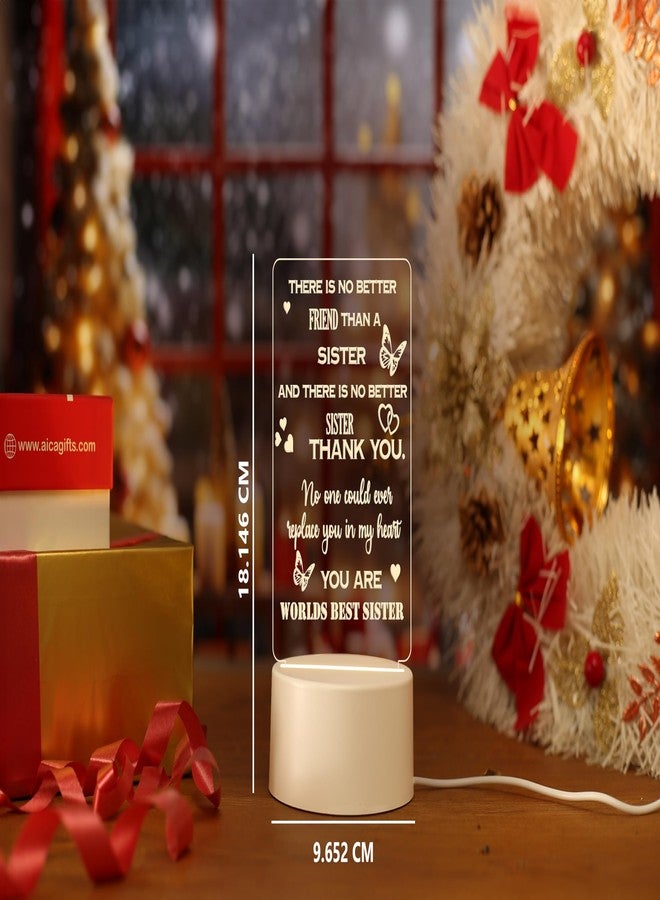 AICA Worlds Best Sister Quote Led Lamp (White Color Base) | Relation Birthday Thankyou Gift for Sister | Rakshabandhan Gift for Sister | Rakhi Gift for Sister | Gift for Didi Bhabhi Sis - Image 4