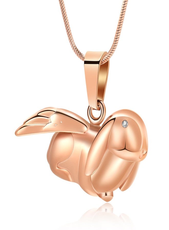 Minicremation Bunny Rabbit Urn Pendant Necklace for Ashes Stainless Steel Cremation Ashes Jewelry for Pets Keepsake Memorial Ashes Lockets (Rosegold-A) - Image 1