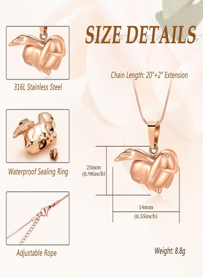 Minicremation Bunny Rabbit Urn Pendant Necklace for Ashes Stainless Steel Cremation Ashes Jewelry for Pets Keepsake Memorial Ashes Lockets (Rosegold-A) - Image 2