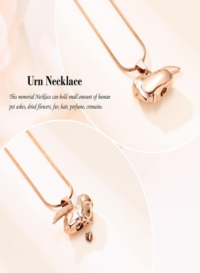 Minicremation Bunny Rabbit Urn Pendant Necklace for Ashes Stainless Steel Cremation Ashes Jewelry for Pets Keepsake Memorial Ashes Lockets (Rosegold-A) - Image 5