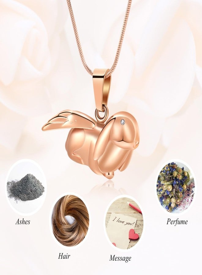 Minicremation Bunny Rabbit Urn Pendant Necklace for Ashes Stainless Steel Cremation Ashes Jewelry for Pets Keepsake Memorial Ashes Lockets (Rosegold-A) - Image 4