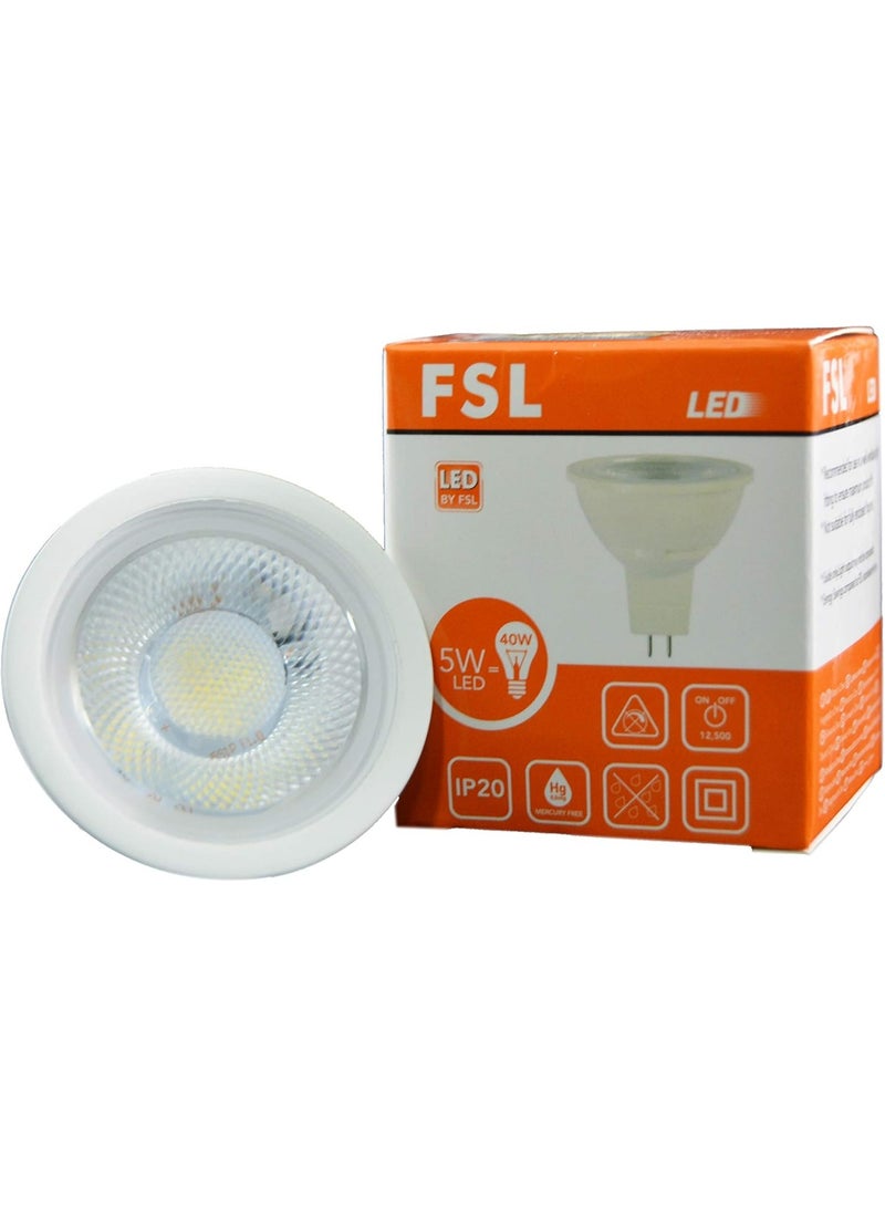 FSL Energy Efficient 5W LED Spotlight Bulb for Home Ceiling Lighting Warm White Focus Light High Brightness Indoor Downlight Replacement Durable Long Life Modern Lighting Solution - Image 1