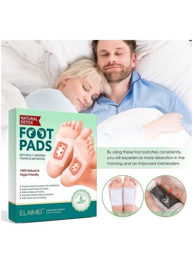 Elaimei لصقات ديتوكس للقدمين والعناية بالجسم، لصقات طبيعية عضوية لتخفيف توتر الجسم، تحسين جودة النوم، إزالة السموم من الجسم وتخفيف التوتر - Image 4