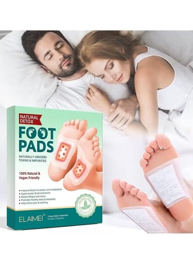 Elaimei لصقات ديتوكس للقدمين والعناية بالجسم، لصقات طبيعية عضوية لتخفيف توتر الجسم، تحسين جودة النوم، إزالة السموم من الجسم وتخفيف التوتر - Image 1