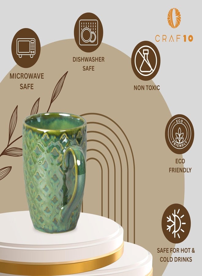 CRAF10 كوب شاي/قهوة سيراميك من CRAF10 Glaze Studio - قطعة واحدة، 330 مل، طلاء تفاعلي، أنيق ومتين، للاستخدام المكتبي، لون اليشم - Image 3