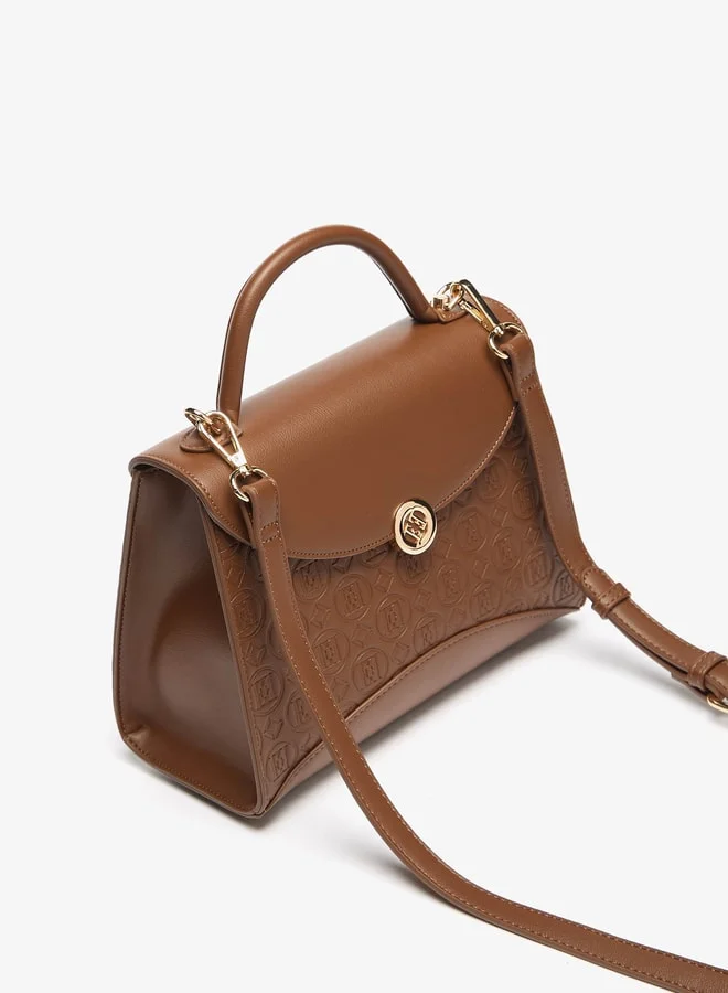 ايل Women's Monogram Embossed Satchel Bag with Magnetic Closure and Top Handle
