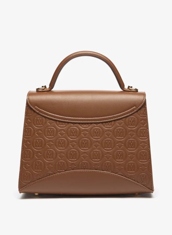 ايل Women's Monogram Embossed Satchel Bag with Magnetic Closure and Top Handle