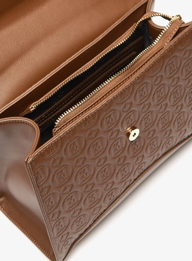 ايل Women's Monogram Embossed Satchel Bag with Magnetic Closure and Top Handle