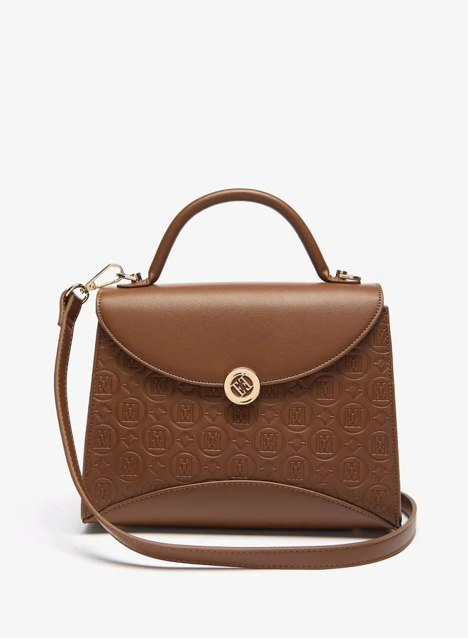 ايل Women's Monogram Embossed Satchel Bag with Magnetic Closure and Top Handle