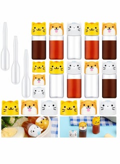 Mini Condiment Bottle, Bento Accessories with Dropper Plastic Condiment Container, Cute Portable Animal Condiment Bottle Suitable for Soy Sauce Sugar Ketchup Salad Dressing (12 Pieces)