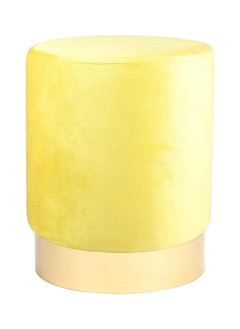Generic - Generic Elegant pouf chair with a golden base - modern circular design for decoration - versatile use as an extra seat, footrest, or table - bright yellow color adds a luxurious touch to the bedroom or living room - Image 1