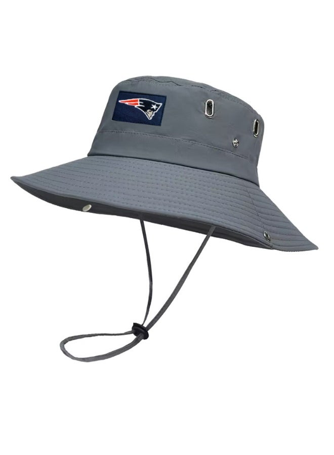 New England Patriots Gray Boonie Bucket Hat - Official Team Logo Outdoor Sun Hat with Secure Fit for Fans