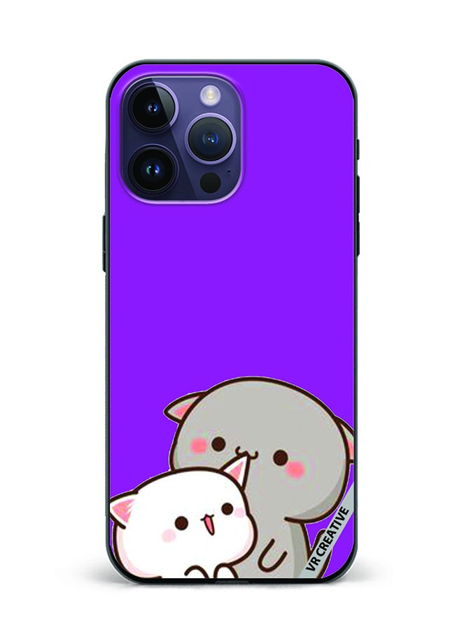 VR CREATIVE Protective Case Cover For Apple iPhone 15 Pro Max Two Cute Cats Design Multicolour - Image 1