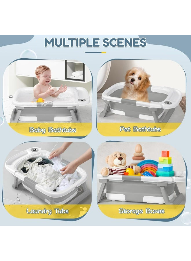Collapsible Baby Bathtub with Thermometer & Soft Cushion – Foldable Portable Tub 0–36 Months, No‑Slip Feet & Easy Drain Plug | Ideal Baby Shower Gift - Image 3