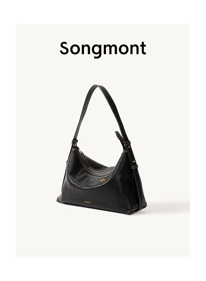 Songmont Under Songmont Mountain, there is a series of casual hobo bags with a trace of pine, made of suede, with an underarm strap, suitable for commuting, and shaped like a dumpling. They are perfect for women in autumn and winter. - Image 1