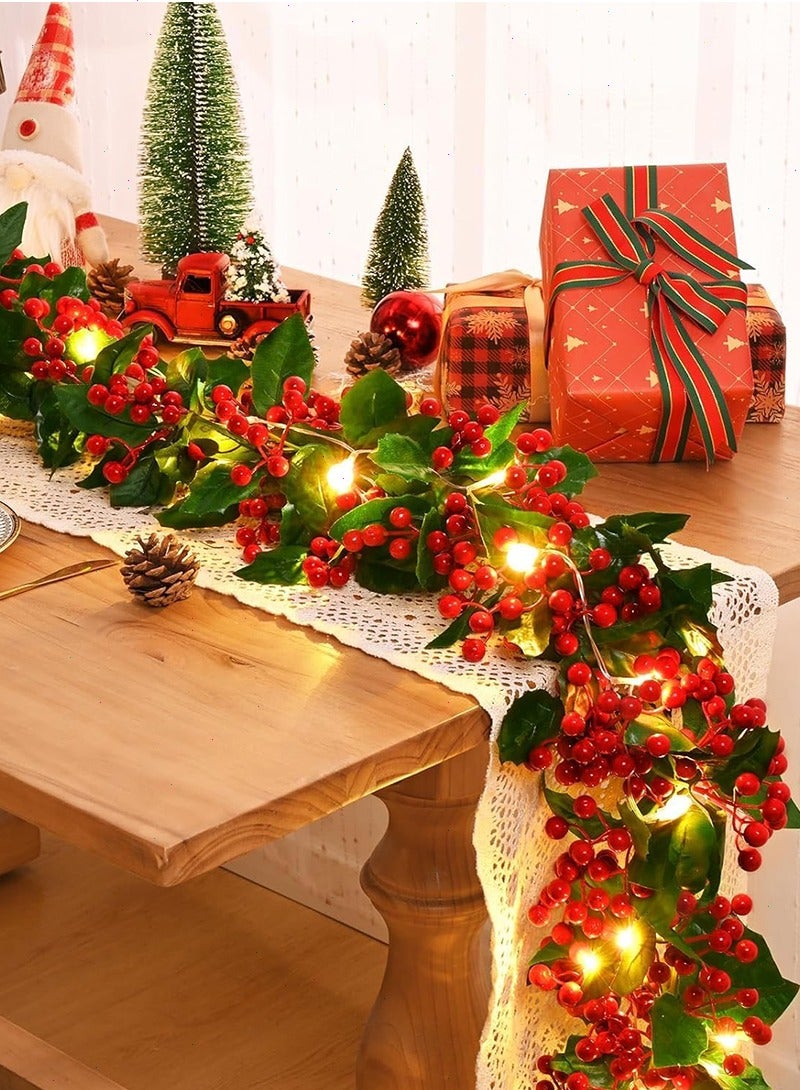 Yoawllty Christmas Garland with Lights, 6.5ft Christmas Decorations for Bedroom, Indoor Outdoor Garden, Gate, Winter Holiday Fireplace Xmas Tree, New Year - Image 1