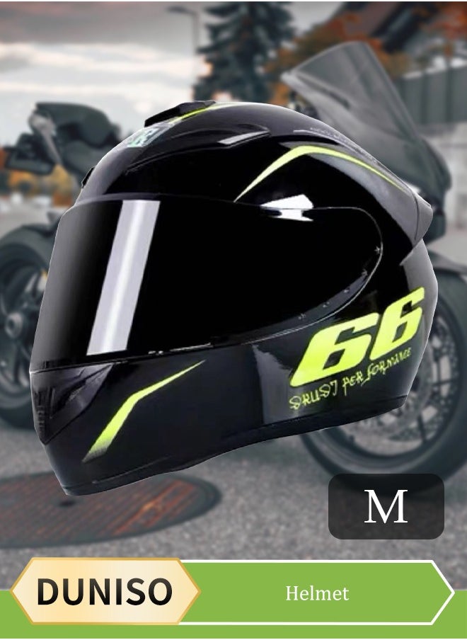 DUNISO Full face motorcycle helmet, lightweight crash resistant motorcycle helmet, all season cool riding helmet，cycling helmet with black lenses, breathable lining, suitable for both men and women，suitable for riding recreational activities（M）  - Image 1