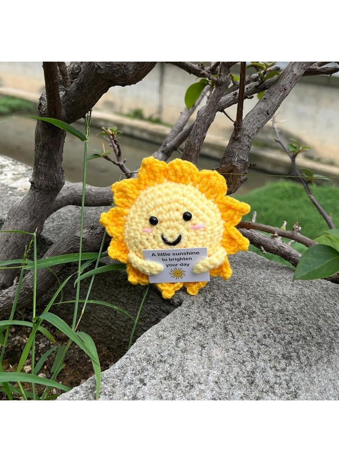PLWalker Emotional Support Sun Gifts Crochet, Positive Sun Sunshine Cute Funny Cool Office Desk Decor Decorations for Her Women Men (1, Round) - Image 3