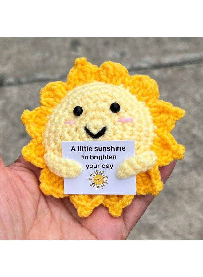 PLWalker Emotional Support Sun Gifts Crochet, Positive Sun Sunshine Cute Funny Cool Office Desk Decor Decorations for Her Women Men (1, Round) - Image 2