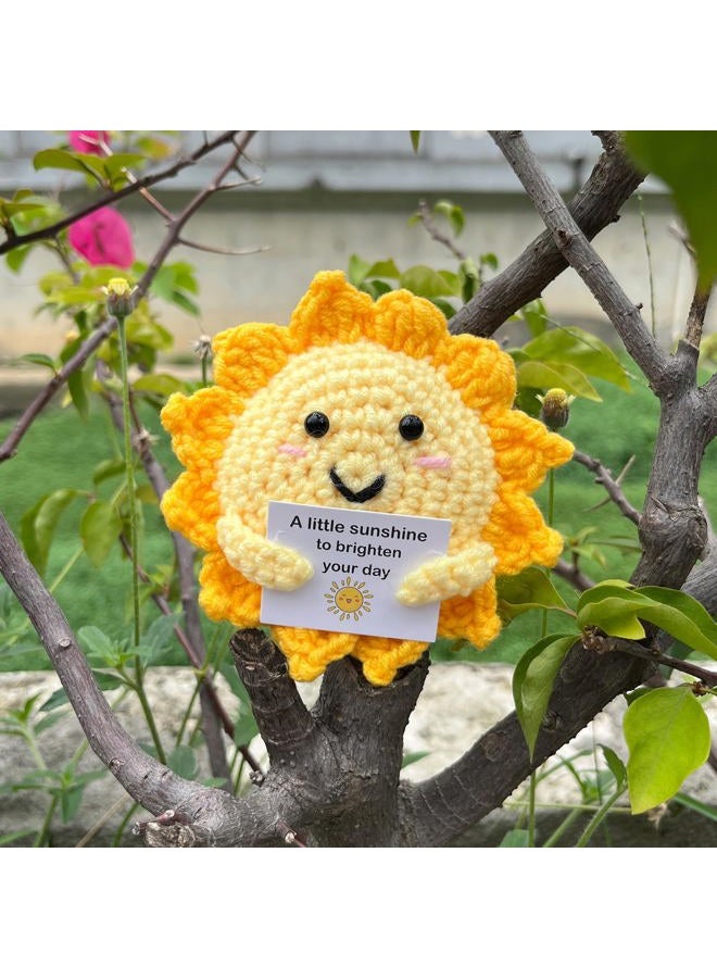 PLWalker Emotional Support Sun Gifts Crochet, Positive Sun Sunshine Cute Funny Cool Office Desk Decor Decorations for Her Women Men (1, Round) - Image 4