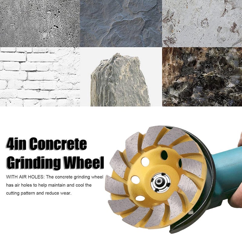 4 بوصة 12 قطعة عجلة طحن كوب ماسي ثقيلة الواجب توربو للخرسانة الجرانيت الحجر - Image 5