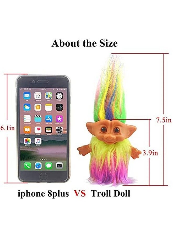 Yintlilocn - Lucky Troll Dolls,Vintage Troll Dolls Chromatic Adorable For Collections, School Project, Arts And Crafts, Party Favors 7.5" Tall Dress(Include The Length Of Hair) - Image 1