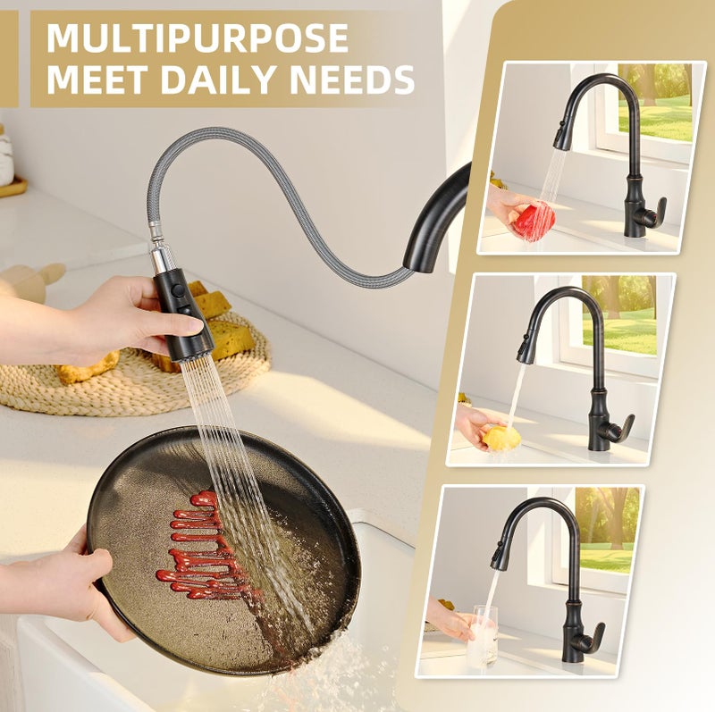 Angle Simple Faucet Head Replacement Thread Type G 1/2 Male, Kitchen Sink Sprayer, Stream Spray and Pause Mode, Oil Rubbed Bronze - Image 4