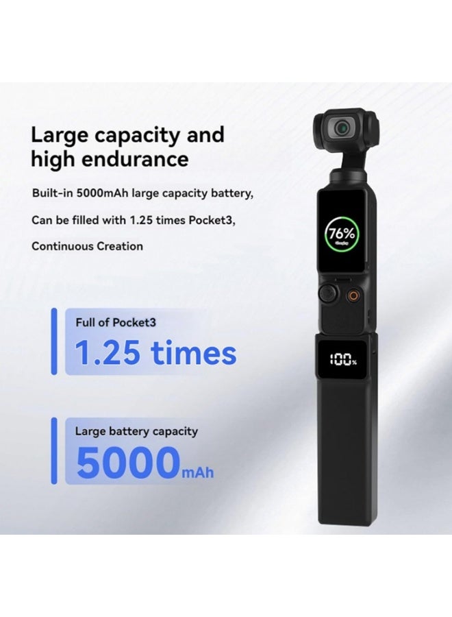 INSEESI For Pocket 4 Battery Handle Compatible with DJI Osmo Pocket 4/3 Portable Battery Grip Power Handle Power Bank Built-in 5000mAh High Capacity, 22.5W Fast Charging with USB-C Charging Cable - Image 3