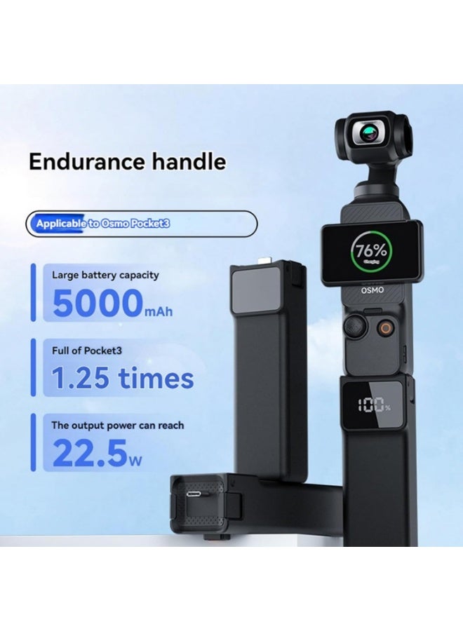 INSEESI For Pocket 4 Battery Handle Compatible with DJI Osmo Pocket 4/3 Portable Battery Grip Power Handle Power Bank Built-in 5000mAh High Capacity, 22.5W Fast Charging with USB-C Charging Cable - Image 2