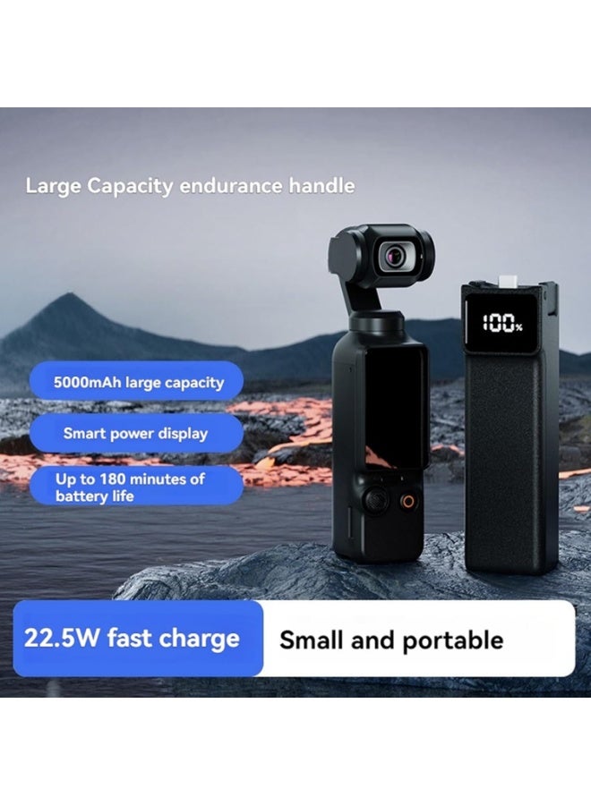 INSEESI For Pocket 4 Battery Handle Compatible with DJI Osmo Pocket 4/3 Portable Battery Grip Power Handle Power Bank Built-in 5000mAh High Capacity, 22.5W Fast Charging with USB-C Charging Cable - Image 4