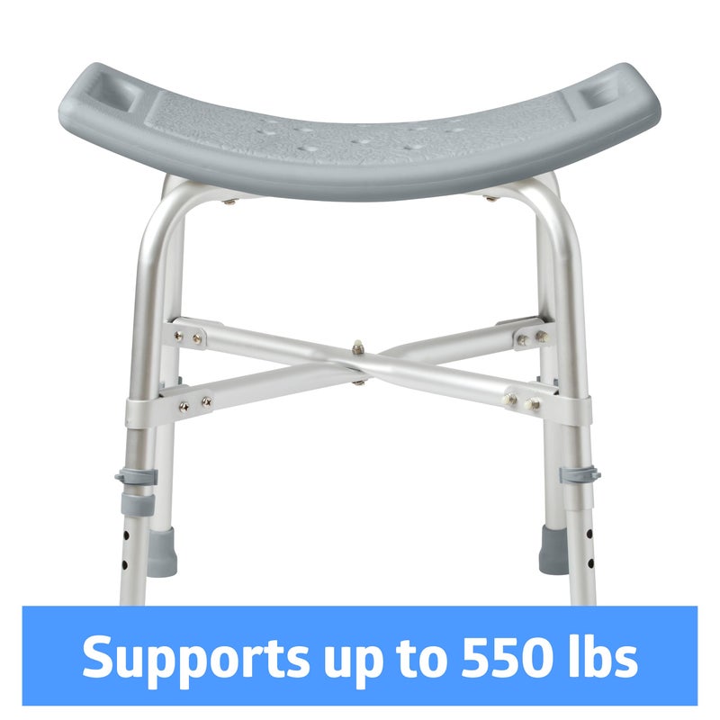 Medline Heavy Duty Shower Chair Bath Bench Without Back, Bariatric Bath Chair Supports up to 550 Lbs - Image 2
