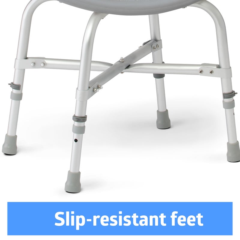 Medline Heavy Duty Shower Chair Bath Bench Without Back, Bariatric Bath Chair Supports up to 550 Lbs - Image 3