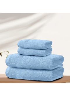 Rest Face Towel And Hand Towel Set Of 4 Sky Blue Cotton Towel Towel Set Includes , 2 Face Towel 30X30Cm /12X12Inch And 2 Hand Towel 50X100Cm , 20X39Inch Hotel Luxury Absorbent Towel  - Image 1