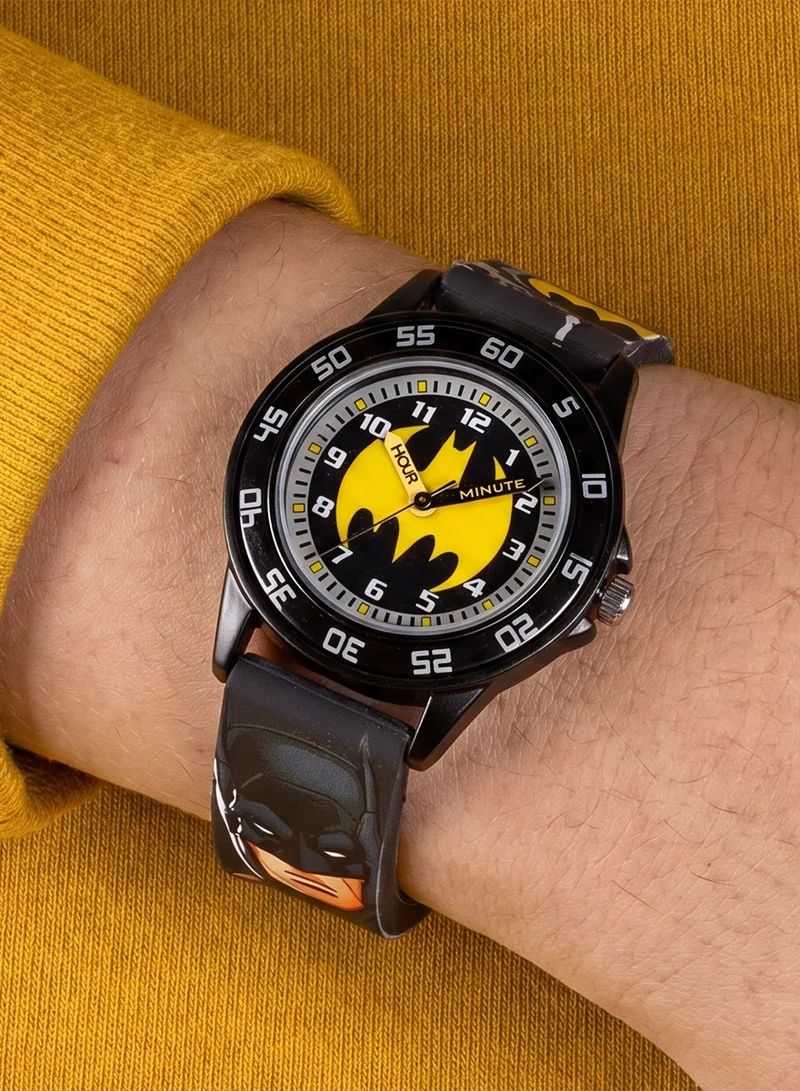 ديزني ساعة Batman كوارتز بعقارب تعليم الوقت مع سوار سيليكون للأطفال - BAT9504
