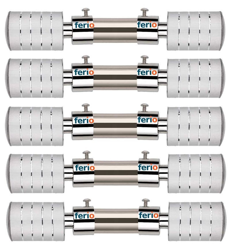 FERIO Stainless Steel and Aluminium Curtain Brackets Holder for Door and Windows Fitting for Home Décor for 1 Inch Rod Size Only Finials Set Silver Colour (Pack of 10) - Image 1
