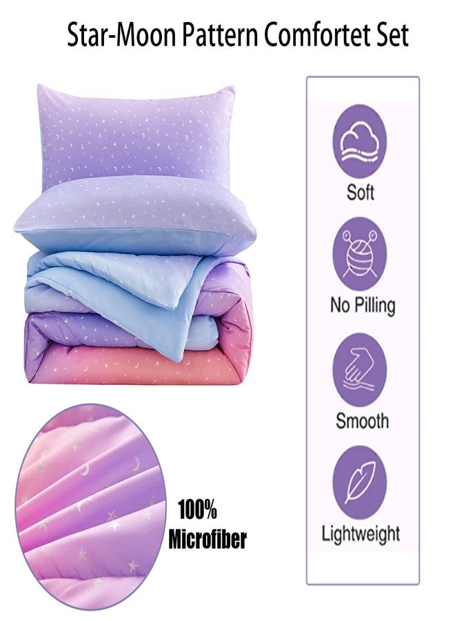 Yogeneg Pink Glitter Rainbow Kids Comforter Set Twin Size for Teen Girls&Boys Women, Metallic Printed Comforter with Pillowcase,Ultra Soft Microfiber 2 Piece Bedding Set,All Season (Rainbow A, Twin) - Image 2