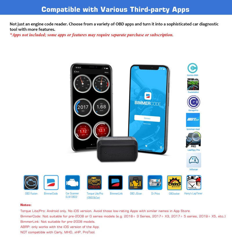 Veepeak OBDCheck BLE Bluetooth OBD II Scanner for iOS u0026 Android, Car Wireless Check Engine Light Code Reader Diagnostic Tool - Image 2