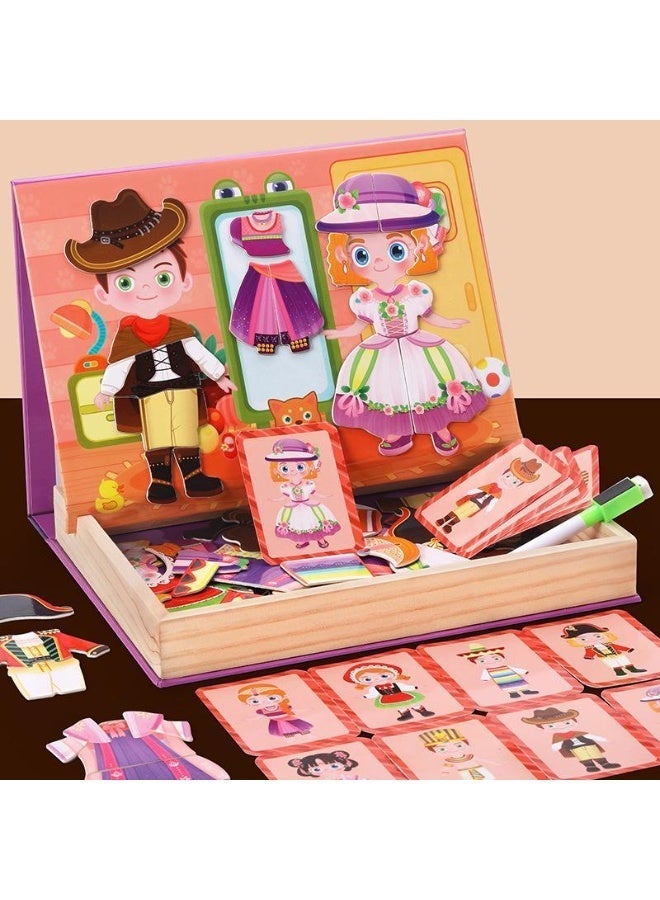 Magnetic Dress-Up Doll Set for Kids – Wooden Display Board & Storage Box 2-in-1, Montessori Educational Toy with Clothing Pieces, Fine Motor Skills Learning Activity, Creative Play Gift for Girls & Boys - Image 1