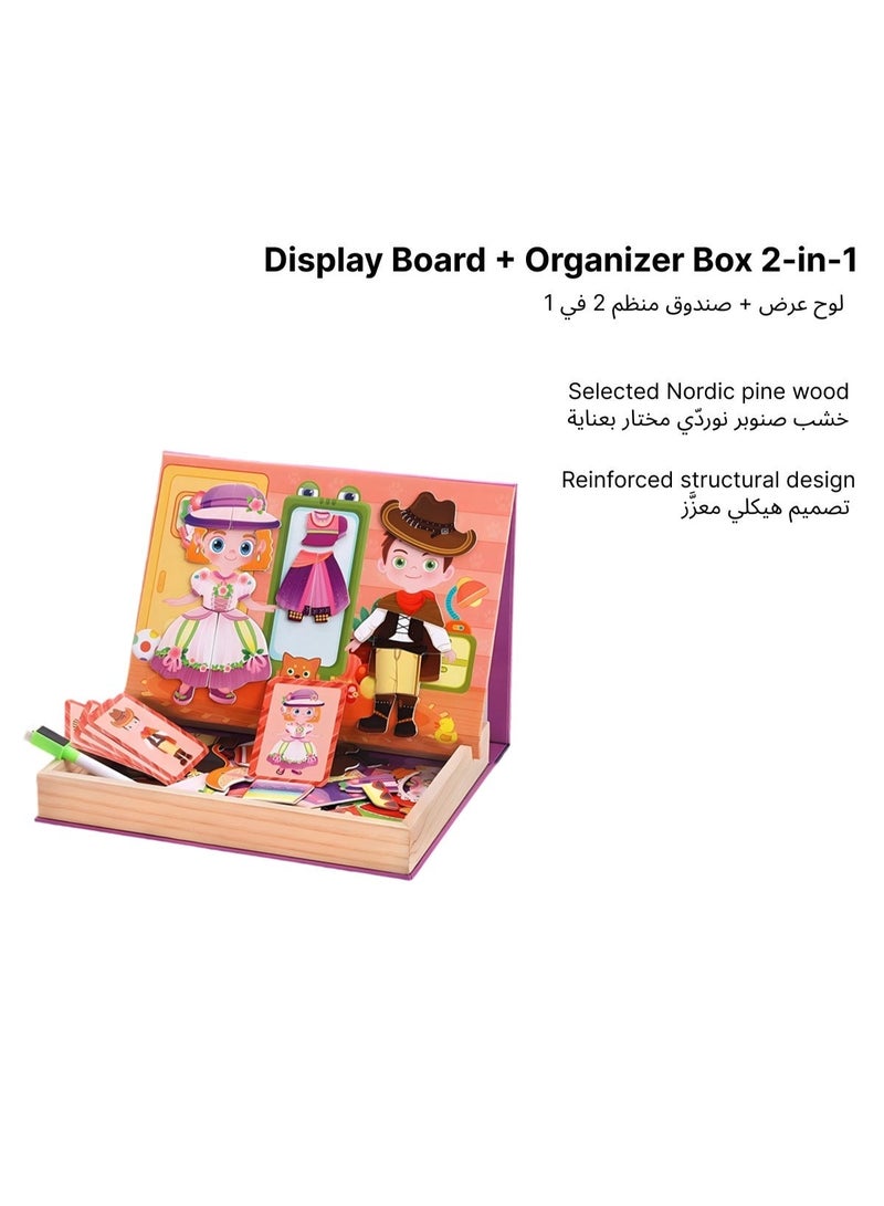 Magnetic Dress-Up Doll Set for Kids – Wooden Display Board & Storage Box 2-in-1, Montessori Educational Toy with Clothing Pieces, Fine Motor Skills Learning Activity, Creative Play Gift for Girls & Boys - Image 4