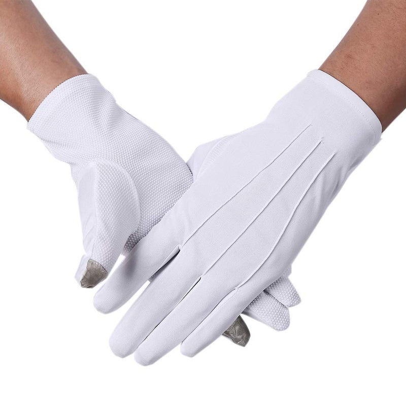 JISEN Men Formal Tuxedo Honor Guard Parade Nylon Cotton Non-slip Touchscreen Gloves - Image 1