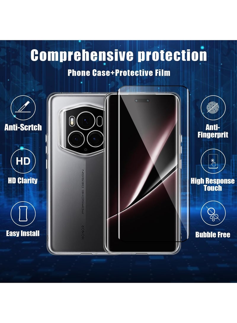 عام Clear Case + 1 Pack Screen Protector Compatible with Honor Magic 6 RSR, 9H Hardness HD Tempered Glass Slim Soft Gel Scratch Phone Cover - Image 2