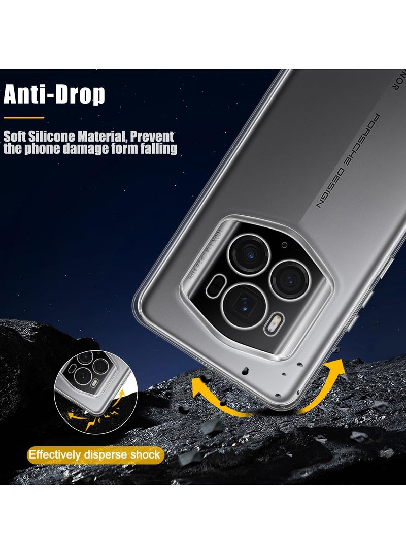 عام Clear Case + 1 Pack Screen Protector Compatible with Honor Magic 6 RSR, 9H Hardness HD Tempered Glass Slim Soft Gel Scratch Phone Cover - Image 3