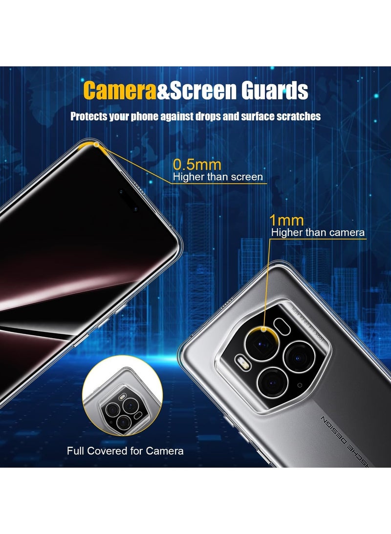 عام Clear Case + 1 Pack Screen Protector Compatible with Honor Magic 6 RSR, 9H Hardness HD Tempered Glass Slim Soft Gel Scratch Phone Cover - Image 4