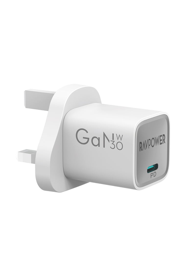 RAVPOWER 30 mAh PD30W GaN Wall Charger White - Image 1